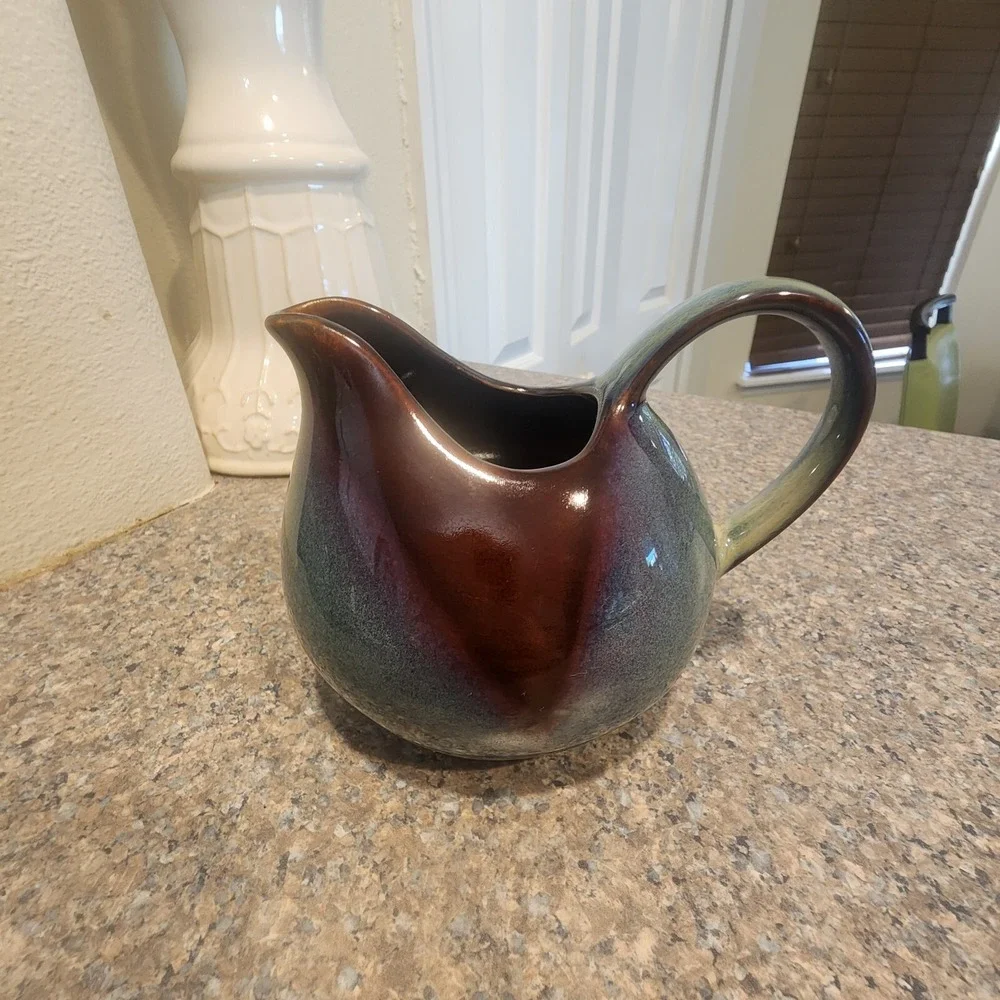 Stoneware Sango Nova Style Blue Green Brown Coffee Creamer Pitcher‎ 1.5 Cups